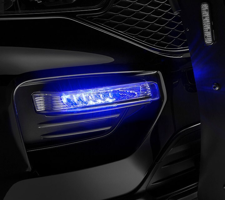 The fog lamp of a ford police interceptor utility