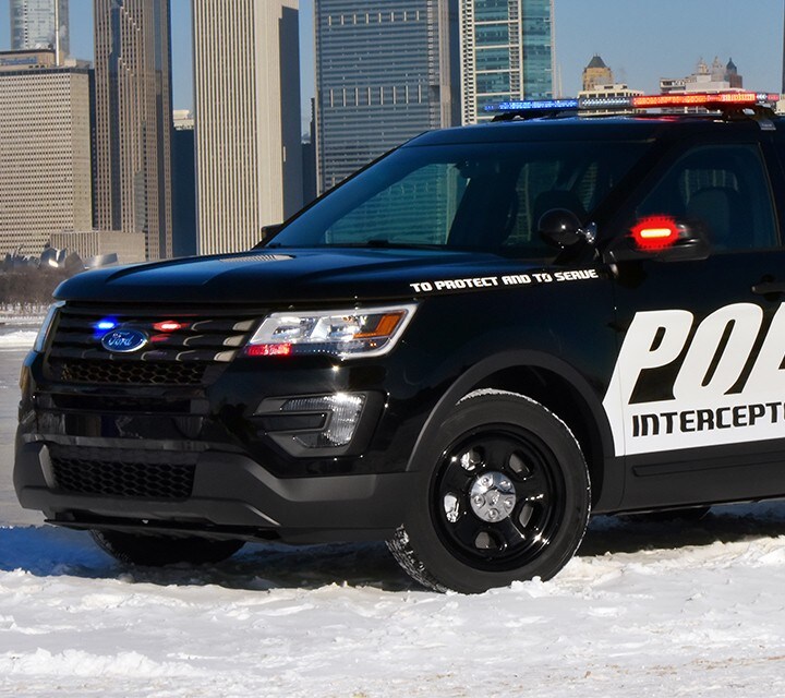 2018 Ford Police Interceptor Utility Model Details Ford Police Interceptor Utility In Front Of A City Skyline