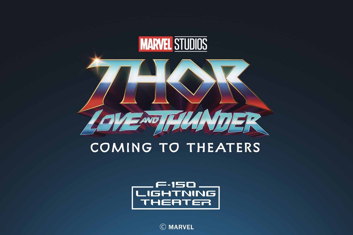 The Thor: Love and Thunder logo with the F-150® Lightning Theater logo below it