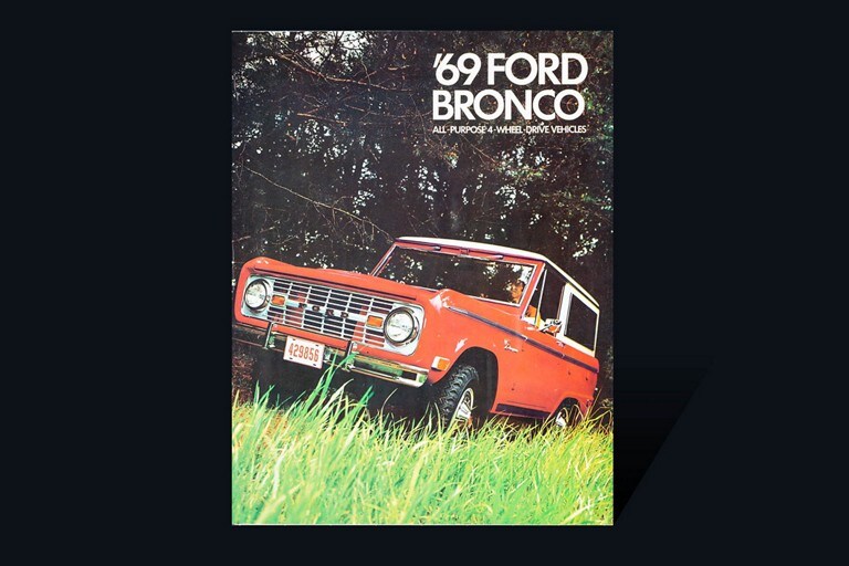 tapa del folleto de vehículos Ford Bronco 1969