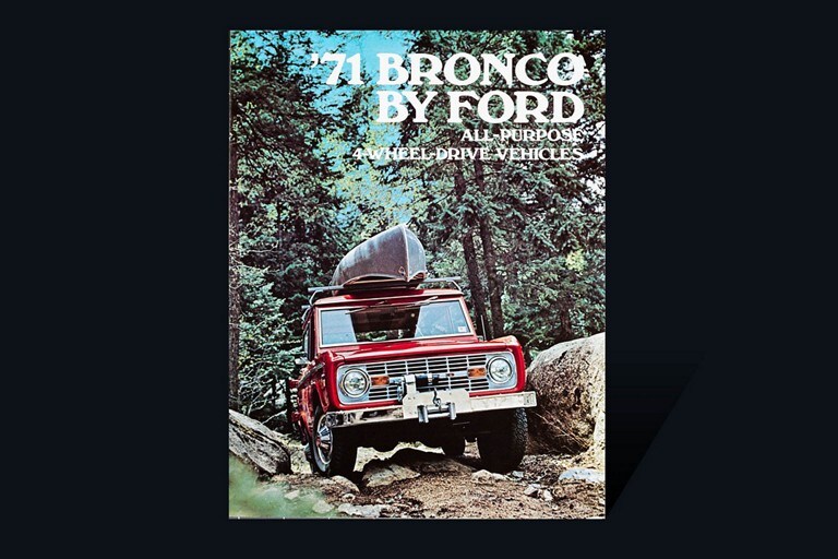 tapa del folleto de vehículos Ford Bronco 1971