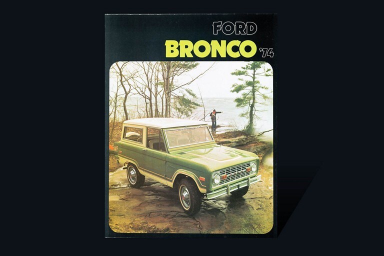 tapa del folleto de vehículos Ford Bronco 1974