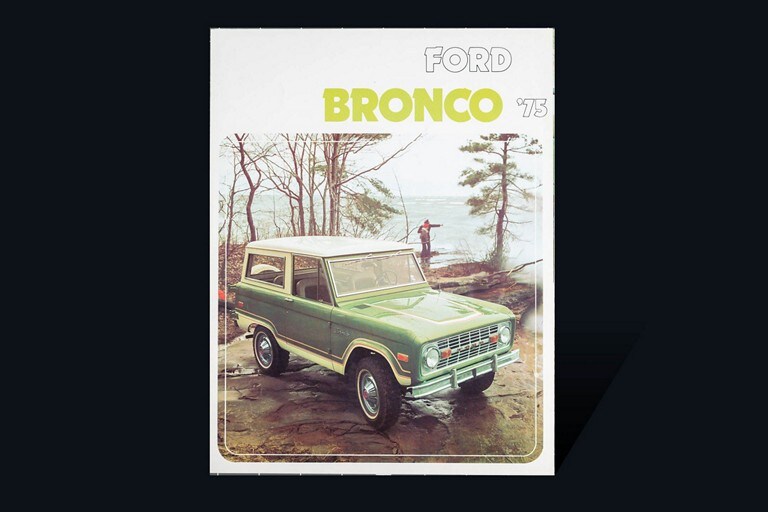tapa del folleto de vehículos Ford Bronco 1975