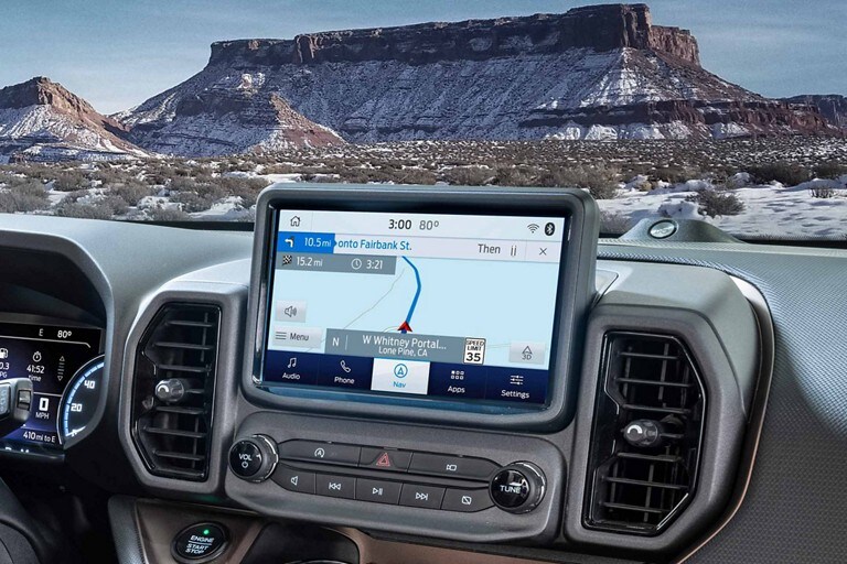 Interior view of a Ford vehicle with Connected Navigation Options