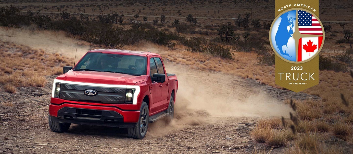 2023 F-150 Lightning shown driving in the desert.
