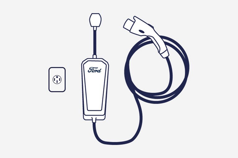 Gráfico del Cable de Alimentación Móvil Ford y su enchufe de pared correspondiente