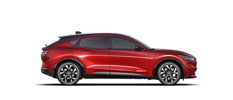 Se muestra una Ford Mustang Mach-E Premium 2021 en Rapid Red Metallic