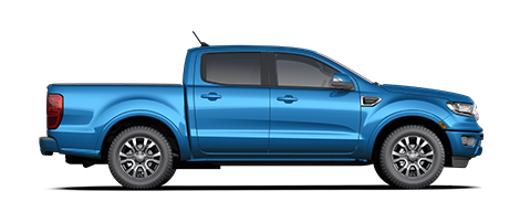 Se muestra una Ford Ranger Lariat 2021 en Velocity Blue 