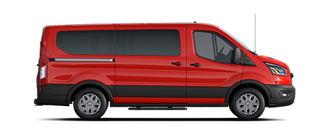 Se muestra una Van para Pasajeros Ford Transit XLT 2021 en Race Red