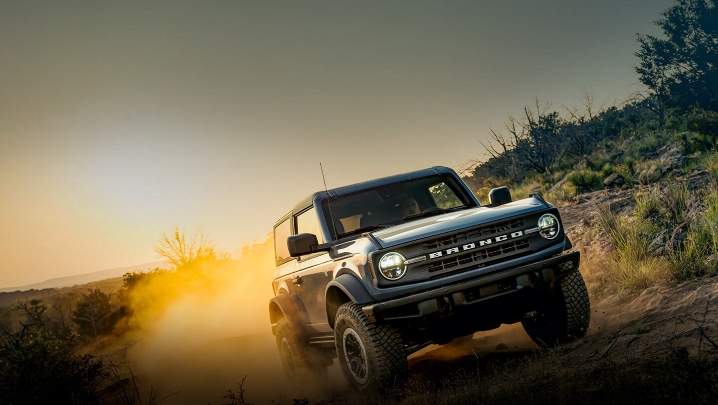 A 2023 Ford Bronco® model being driven up a hill