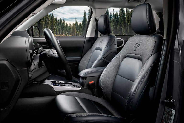 Close-up interior of the 2024 Ford Bronco® Sport Outer Banks model featuring premium seats