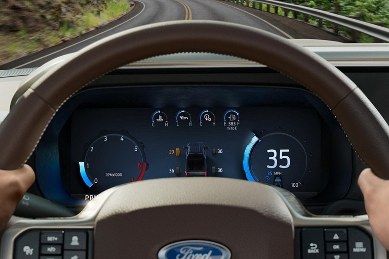 Close-up of the Head-Up Display on truck display