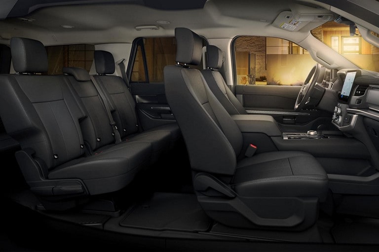 An interior view of passenger seating capacity inside a 2023 Ford Expedition