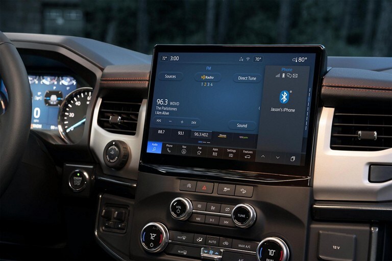 2024 Ford Expedition interior with a close-up of SYNC® 4 on an LCD Touchscreen