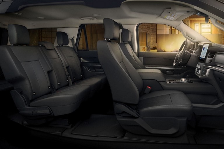 An interior view of passenger seating capacity inside a 2024 Ford Expedition