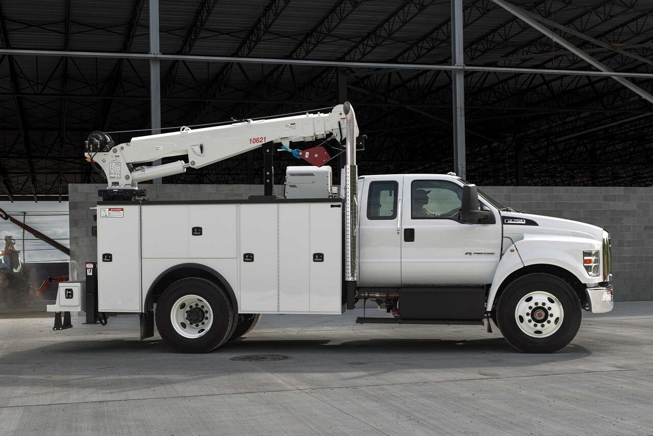 2023 Ford F-750 SuperCab in Oxford White with mechanic truck upfit