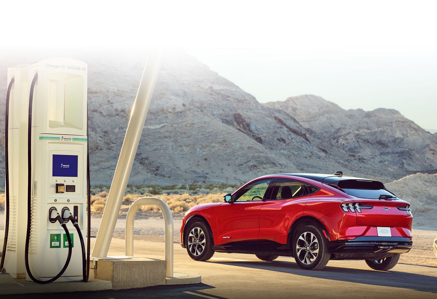 A 2023 Ford Mustang Mach-E® parked at a charging station