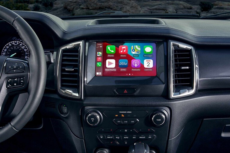 2023 Ford Ranger instrument panel with an eight-inch center-stack productivity screen