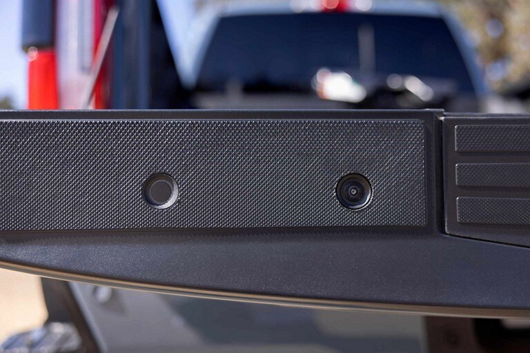 Close-up of the Tailgate Down Camera lens