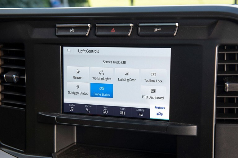 Close-up image of the 8-inch LCD touchscreen