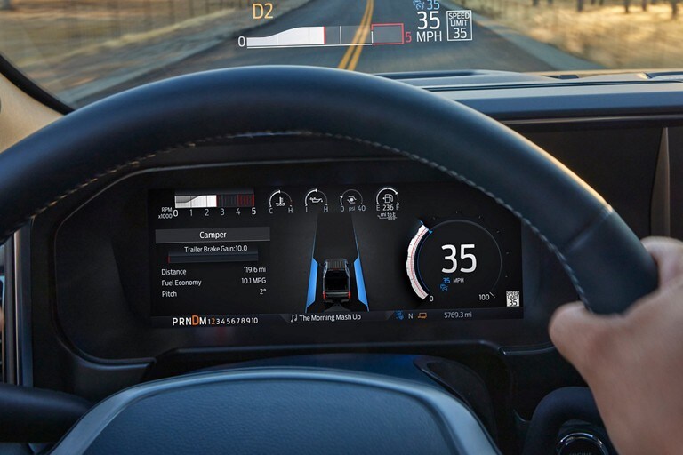 Close-up of the digital instrument cluster