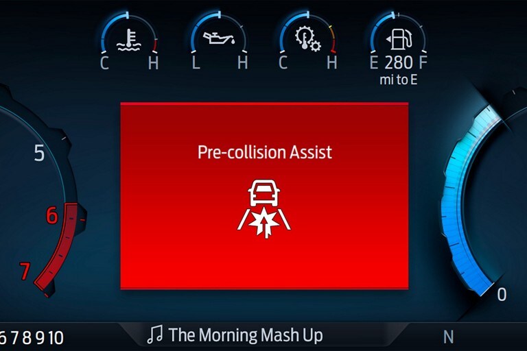 Screen highlighting the Pre-Collision Assist with Emergency Braking and Forward Collision Warning feature