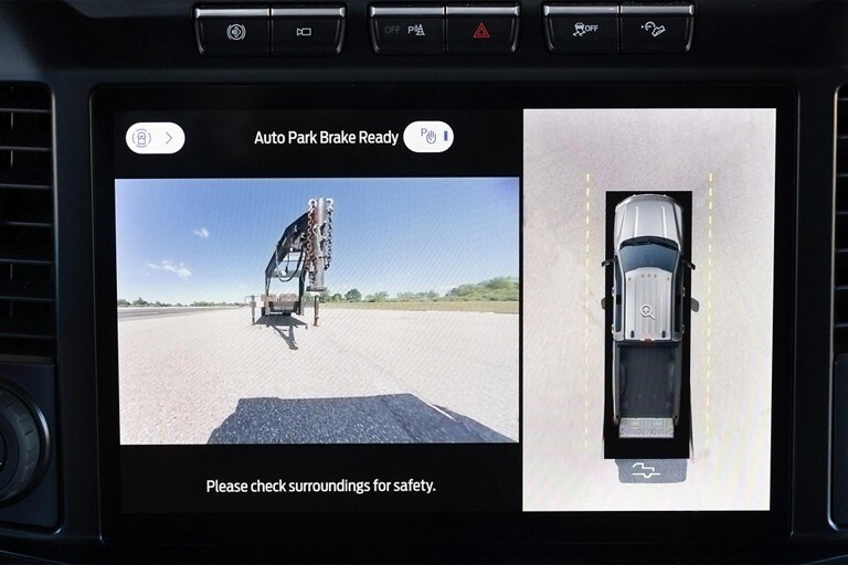 Close-up of the display screen showing multiple camera views