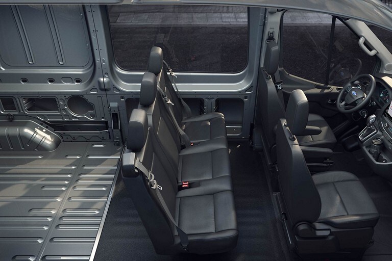 Shot of the five-person seating inside a 2023 Ford Transit® Crew Van