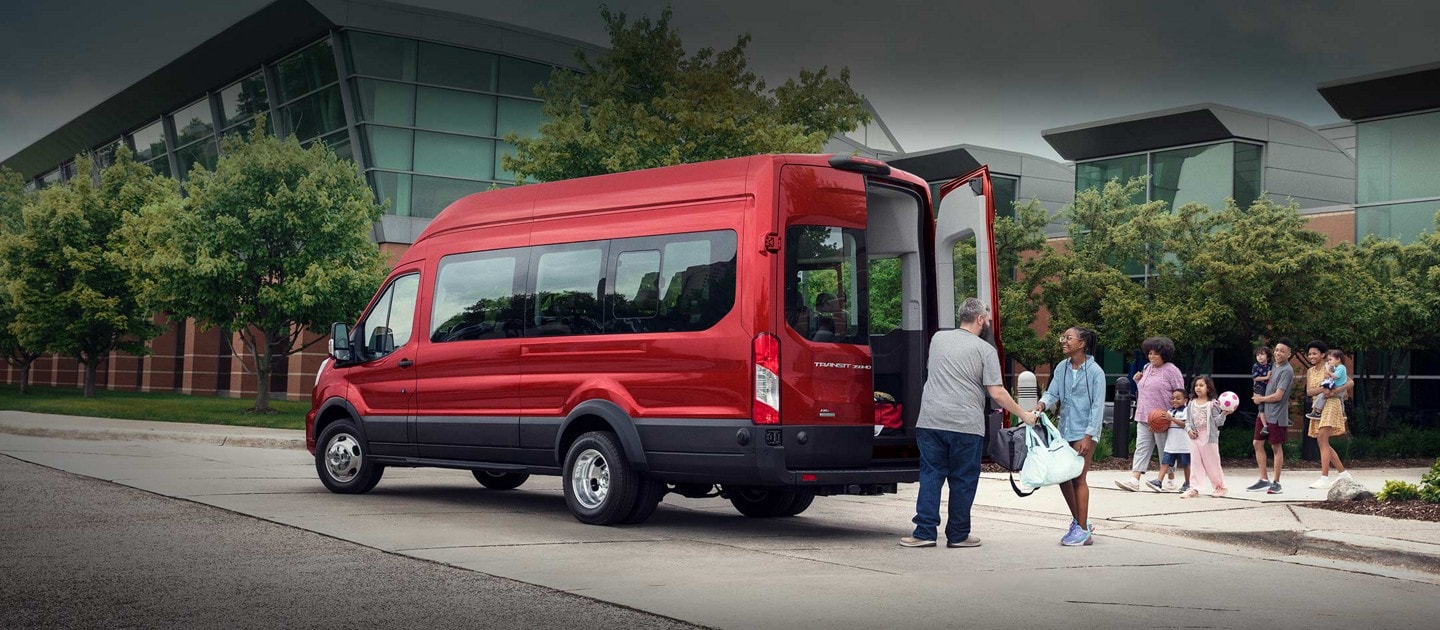 A family exiting a 2023 Ford Transit® van