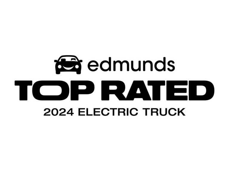 The Edmunds Top Rated 2024 Electric Truck badge