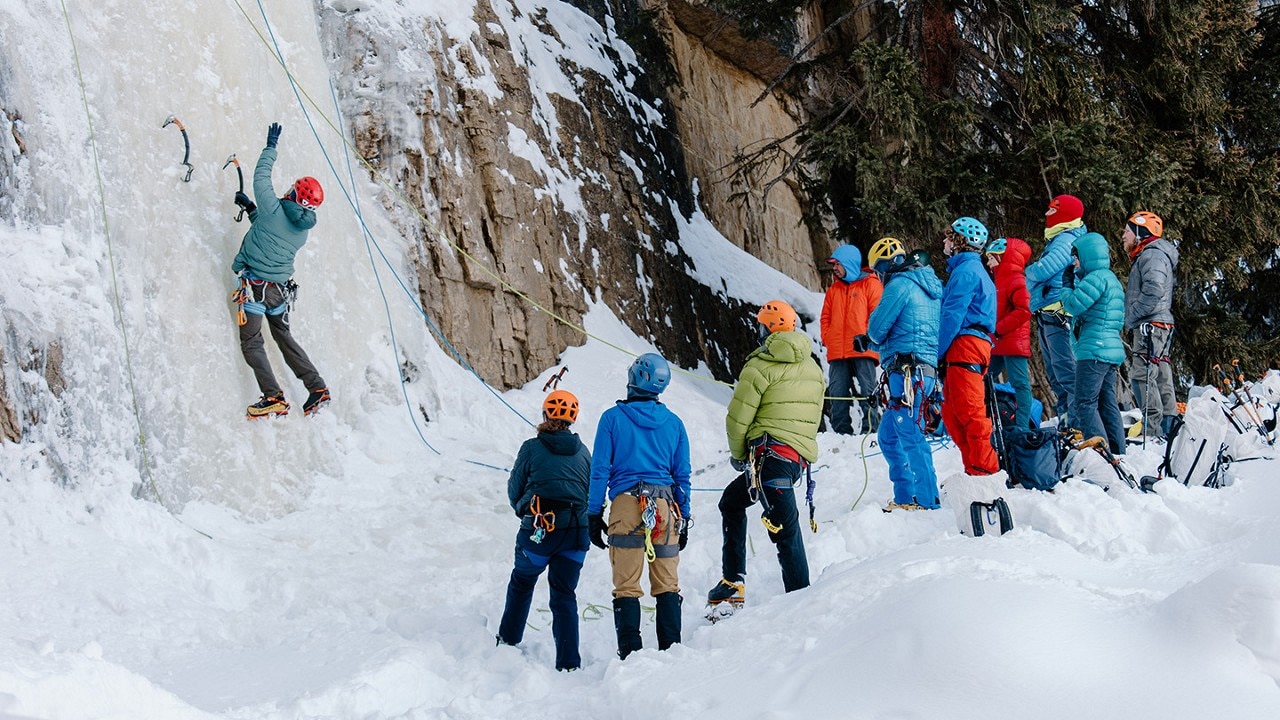 An ice climbing demonstration