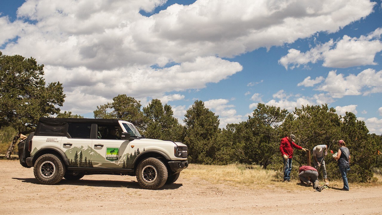Volunteers working on the side of the road