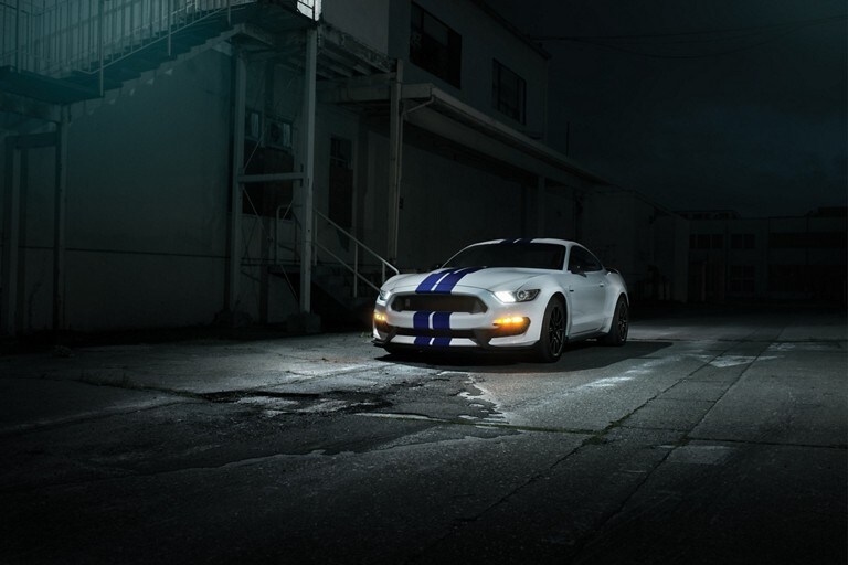 2019 Ford G T 350 at night featuring H I D headlamps