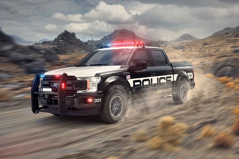 The f one fifty police responder on a desert road