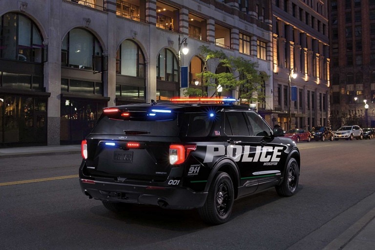 Ford police interceptor utility patrols the city
