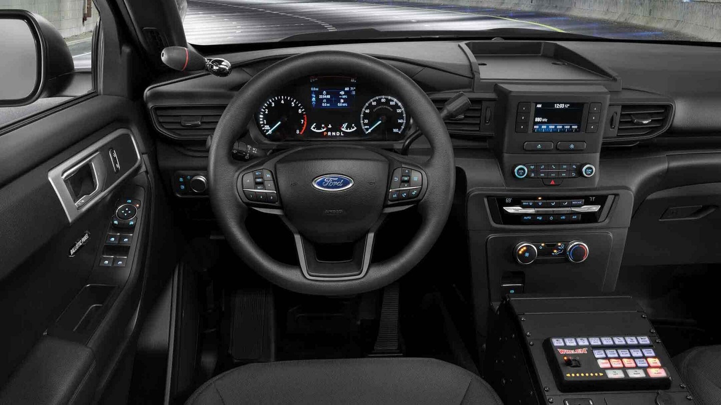 The dashboard and instrument cluster of the ford police interceptor utility