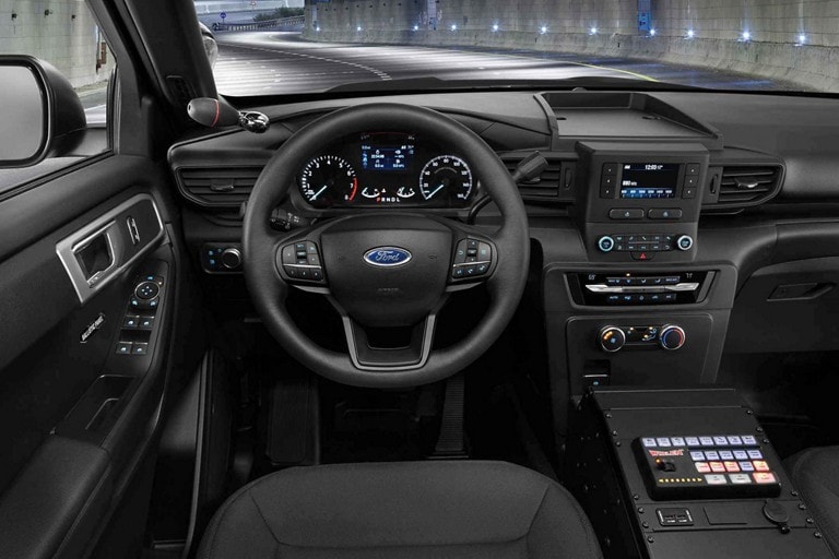 The dashboard and instrument cluster of the ford police interceptor utility