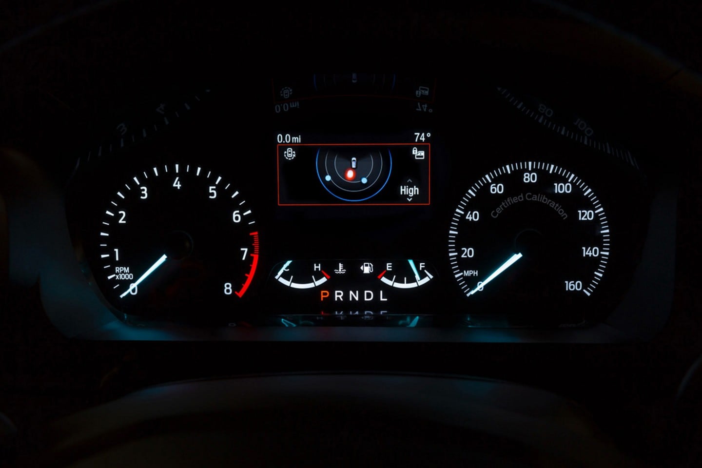 Police perimeter alert readout on the police interceptor utility dashboard