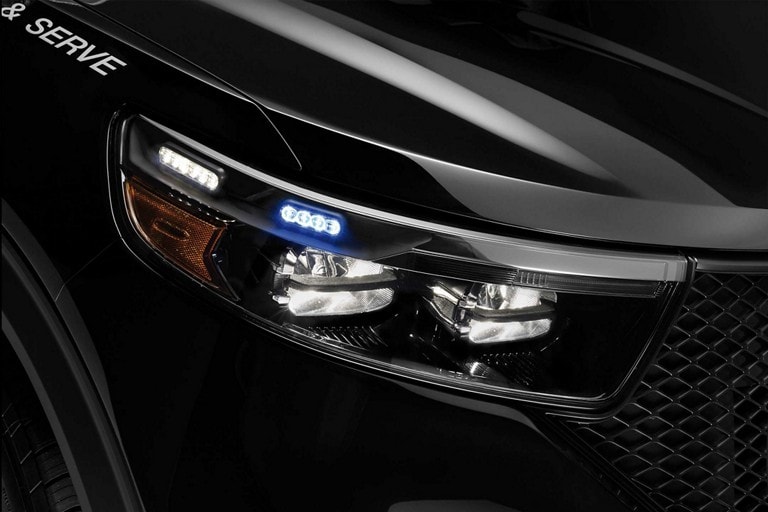Close up of a ford police interceptor utility headlamp
