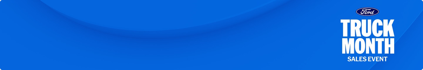 Blue banner with the Ford Truck Month Sales Event logo