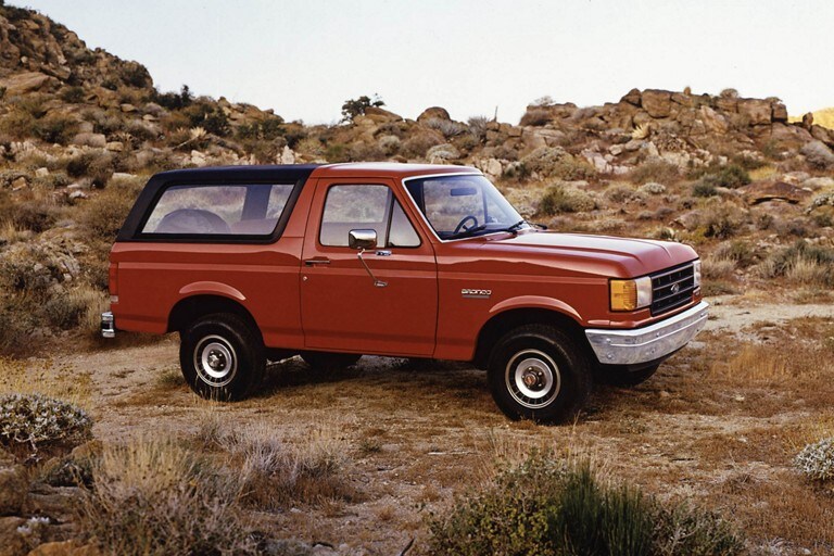 1987 Ford Bronco Custom shown in Bright Canyon Red