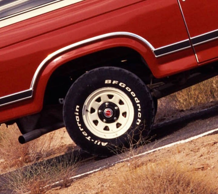 1984 Ford Bronco shown with parking brake hold on a hill