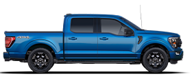 Perfil del lado del pasajero de la Ford F-150® XLT 2023 en Atlas Blue