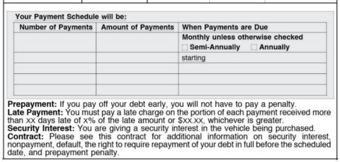 Top of Ford Credit Document with Buyer and Seller Names Form Fields