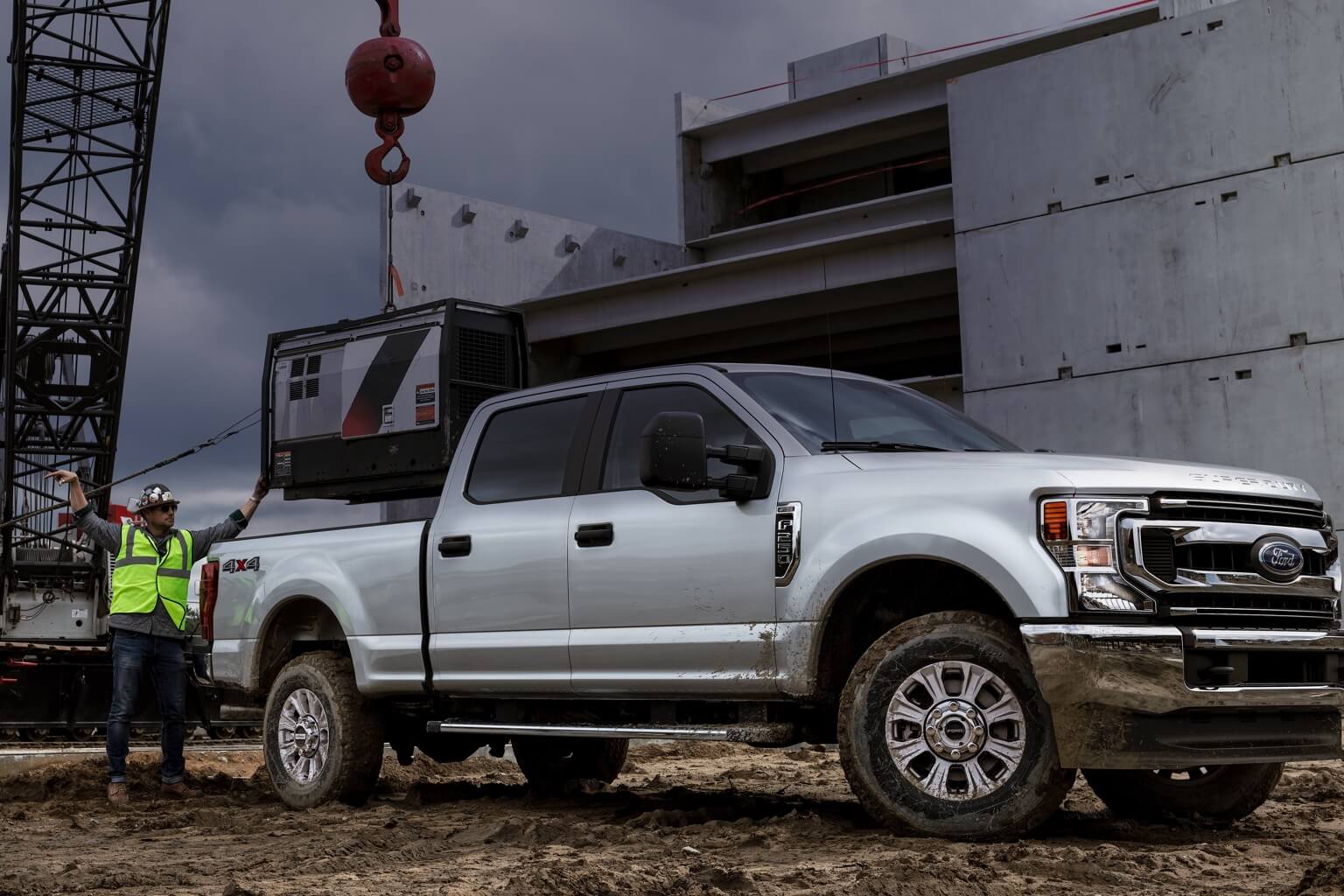 Silver Ford Truck on a Construction Site