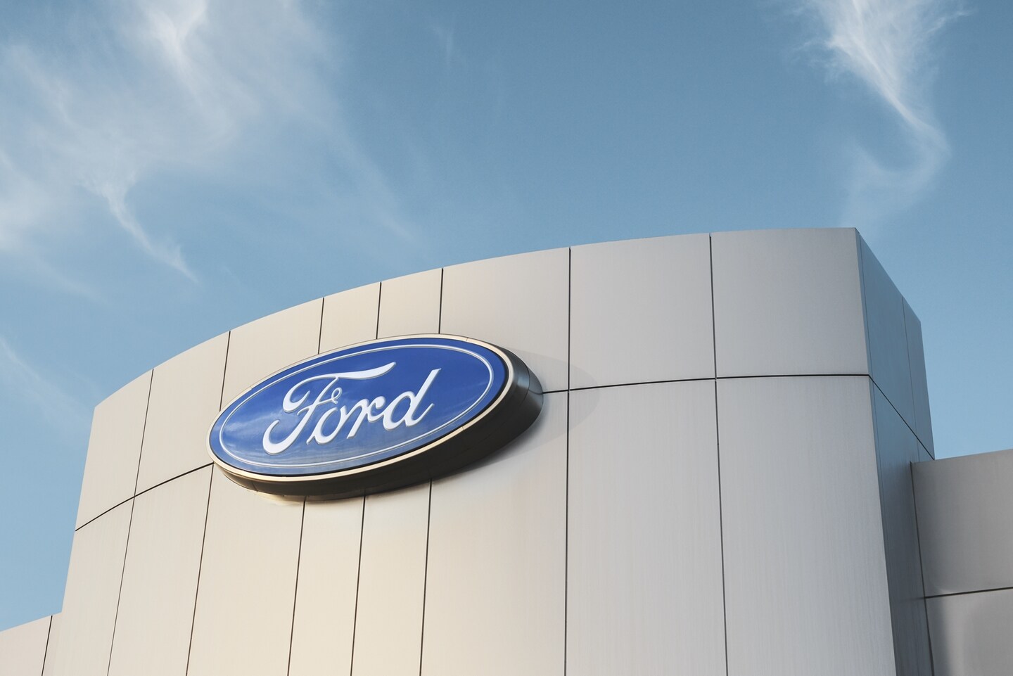 Exterior view of a Ford Dealership