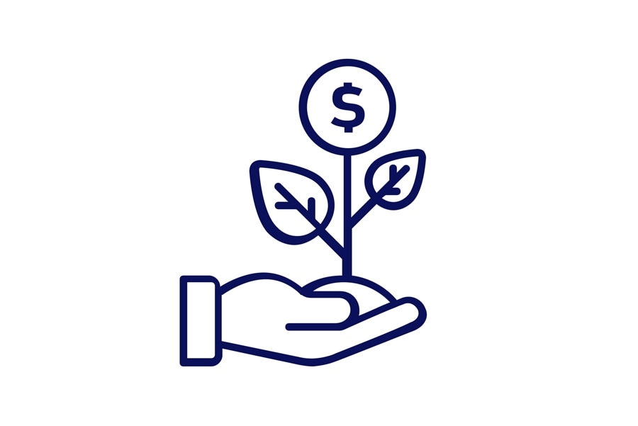 Icon of money growing