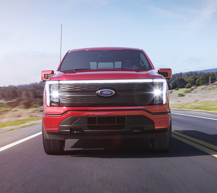 Front view of a red 2023 Ford F-150® Lightning®