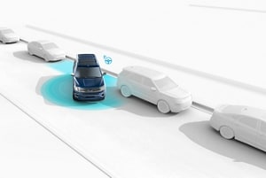 A graphic demonstrating enhanced active park assist