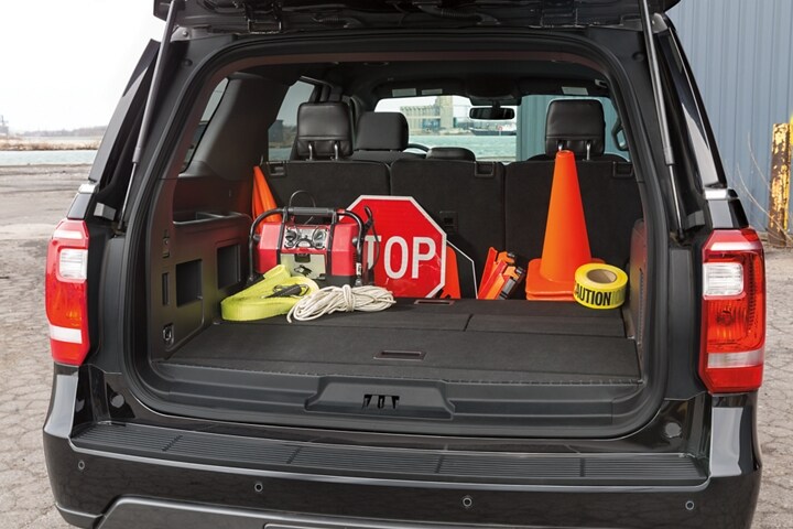 The rear cargo area of the ford expedition special service vehicle